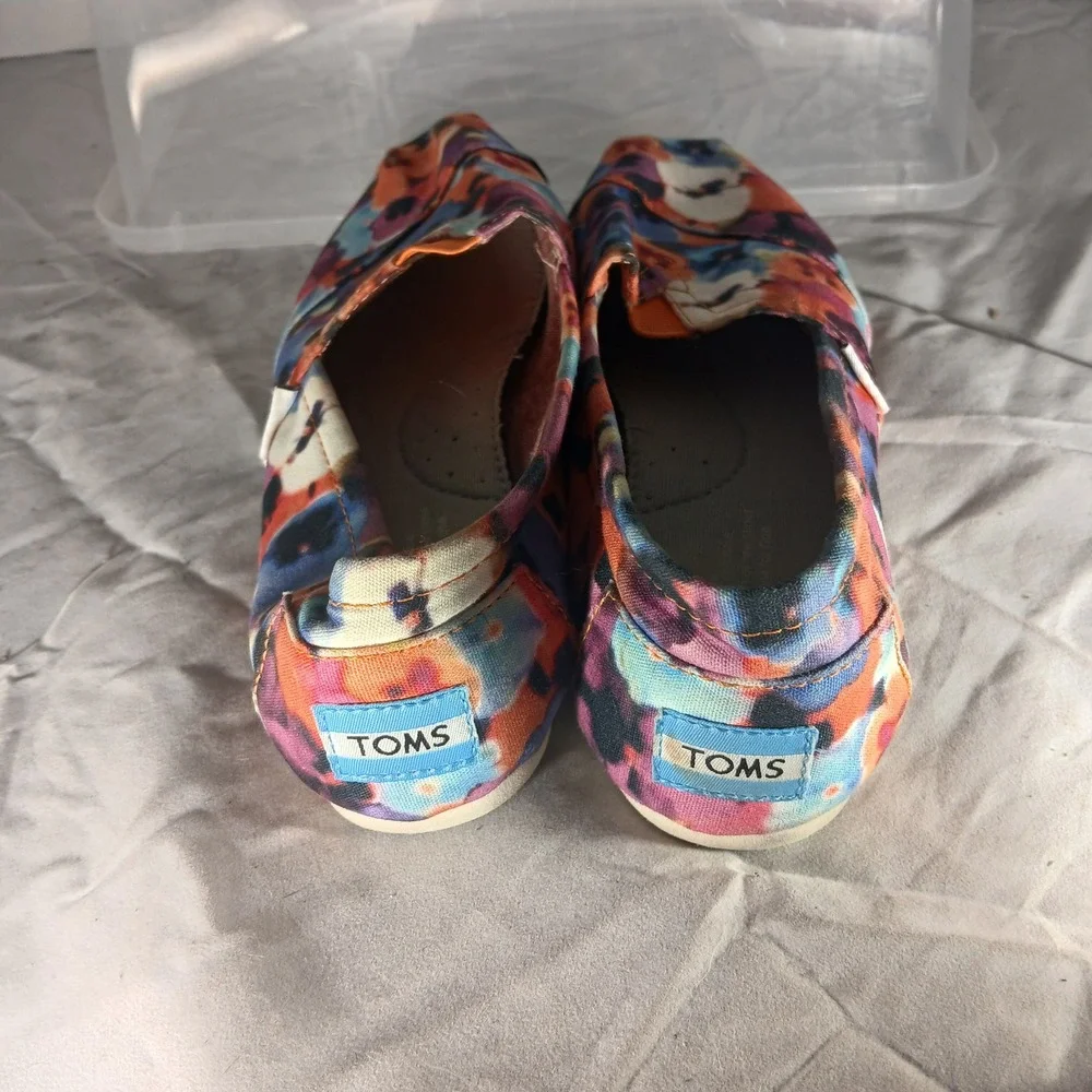 TOMS Women's Floral Canvas Slip On Shoes Flats‎ Size 7.5